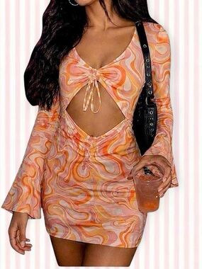 h&m orange and pink dress H&M | Dresses | Hm Orange Pleated Kneelength Dress